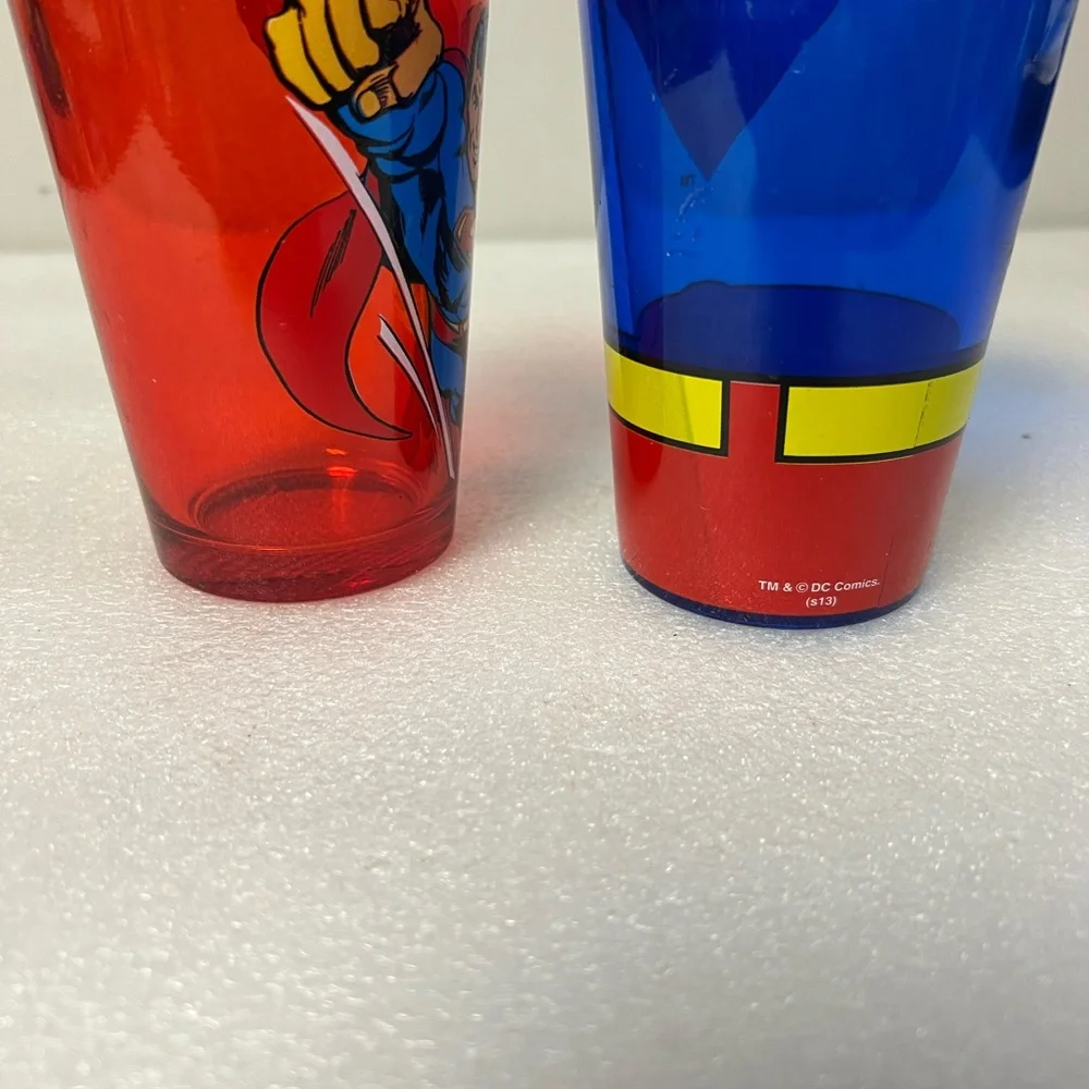 Red & Blue Superman Pint Glass Set Man Of Steel 16oz DC Comics